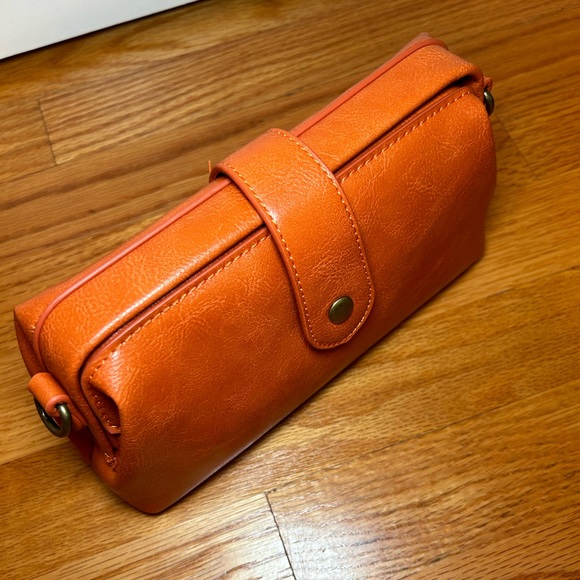 Brown Leather Clutch Bag with Strap - Picture 2 of 4